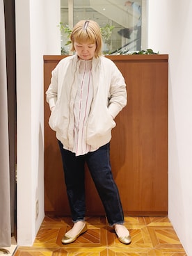 「PUAL CE CIN（ピュアルセシン）のアイテム（ブルゾン）」を使った、pualkisakoさん（レディース・152cm）の春コーディネート
