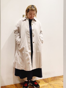 「レースパンツ」｜「アイテム（ステンカラーコート）」を使った、pualkisakoさん（レディース・152cm）の春コーディネート