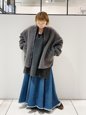 「ステッチ」｜「アイテム（その他アウター）」を使った、pualkisakoさん（レディース・152cm）の冬コーディネート