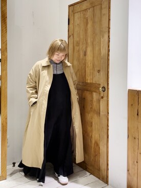 「PUAL CE CIN（ピュアルセシン）のアイテム（ステンカラーコート）」を使った、pualkisakoさん（レディース・152cm）の秋コーディネート