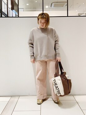 「シアタープロダクツ(THEATRE PRODUCTS)」｜「アイテム（スウェット）」を使った、pualkisakoさん（レディース・152cm）の秋コーディネート