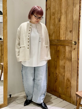 「PUAL CE CIN（ピュアルセシン）のアイテム（ノーカラージャケット）」を使った、pualkisakoさん（レディース・152cm）の春コーディネート