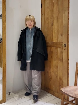 「アイテム（ステンカラーコート）」を使った、pualkisakoさん（レディース・152cm）の冬コーディネート