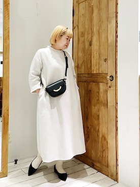 「ノーカラー」｜「アイテム（ワンピース/ドレス）」を使った、pualkisakoさん（レディース・152cm）の冬コーディネート