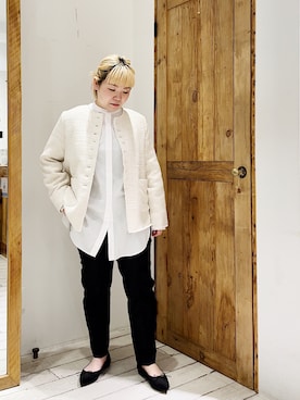 「ほめられ本命コーデ」｜「アイテム（ノーカラージャケット）」を使った、pualkisakoさん（レディース・152cm）の冬コーディネート