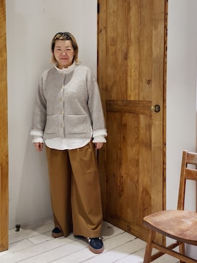 「アイテム（スラックス、イエロー系）」を使った、pualkisakoさん（レディース・152cm）の秋コーディネート