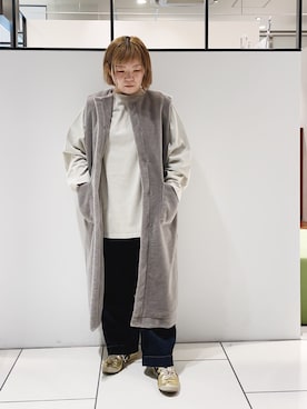 「ロング丈」｜「アイテム（その他アウター）」を使った、pualkisakoさん（レディース・152cm）の秋コーディネート