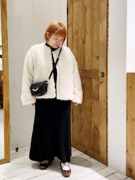 「リブニット」｜「アイテム（バレエシューズ）」を使った、pualkisakoさん（レディース・152cm）の冬コーディネート