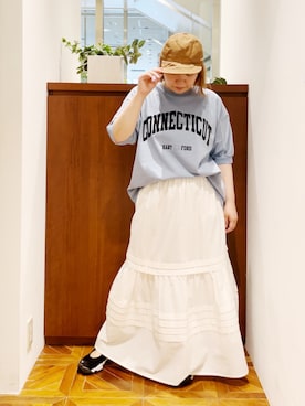 「シアタープロダクツ(THEATRE PRODUCTS)」｜「アイテム（帽子）」を使った、pualkisakoさん（レディース・152cm）の春コーディネート