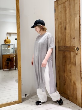 「シアタープロダクツ(THEATRE PRODUCTS)」｜「アイテム（帽子）」を使った、pualkisakoさん（レディース・152cm）の夏コーディネート