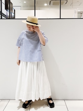 「ノーカラー」｜「アイテム（帽子）」を使った、pualkisakoさん（レディース・152cm）の春コーディネート