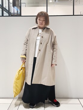 「PUAL CE CIN（ピュアルセシン）のアイテム（ステンカラーコート）」を使った、pualkisakoさん（レディース・152cm）の春コーディネート