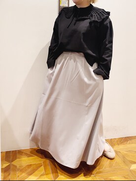 「PUAL CE CIN（ピュアルセシン）の【WEB限定】フレアスカート（スカート）」を使った、pualkisakoさん（レディース・152cm）の冬コーディネート