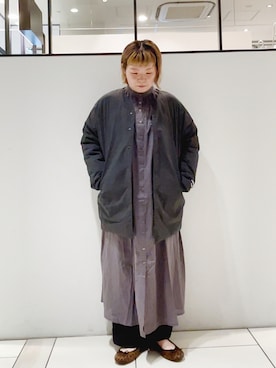 「刺繍」｜「アイテム（ダウンジャケット/コート）」を使った、pualkisakoさん（レディース・152cm）の秋コーディネート