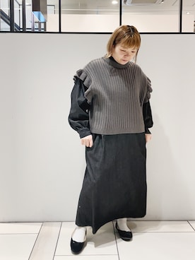 「袖フリル」｜「アイテム（ワンピース/ドレス）」を使った、pualkisakoさん（レディース・152cm）の秋コーディネート