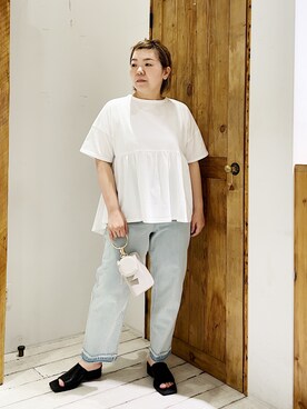 「ぺプラムトップス」｜「アイテム（その他シューズ）」を使った、pualkisakoさん（レディース・152cm）の春コーディネート