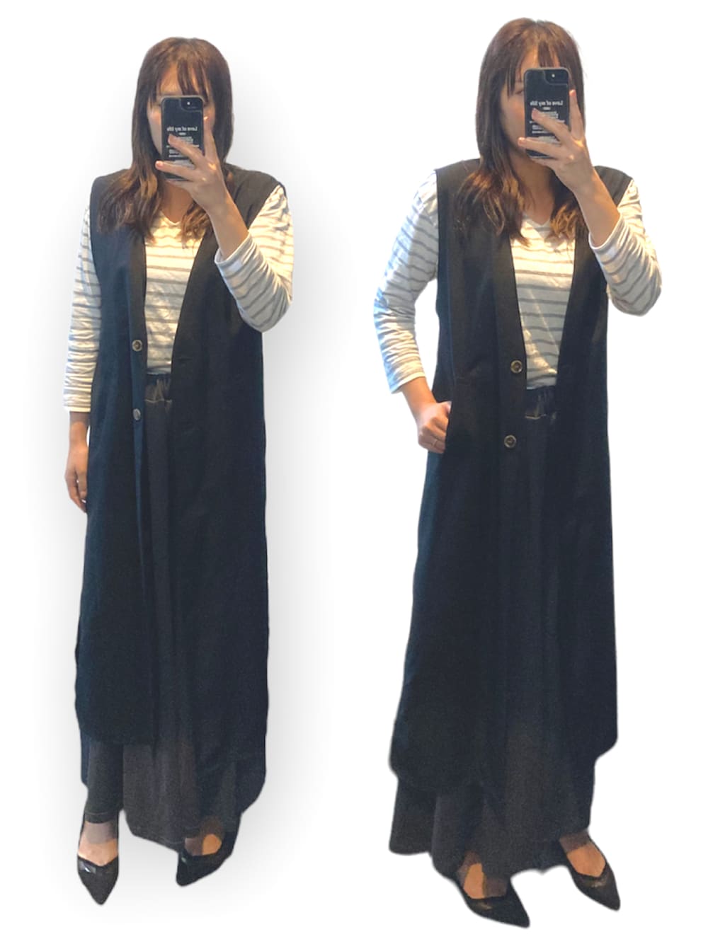 「秋ルック紹介するよ、秋コーデ、秋のコーデ、秋、秋服準備はじめました、ミドサー、アラサー、ママコーデ、ママファッション、ジレ、ベスト」｜「GRLのリネン混ワイドパンツ（その他パンツ、ブラック系）」を使った、𝕐𝕌ℕ ✴︎アラサーママ　　さん（骨格ストレート・レディース・160cm）の秋コーディネートの1枚目の写真