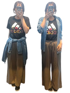 「アイテム（Tシャツ/カットソー）」を使った、𝕐𝕌ℕ ✴︎アラサーママ　　さん（レディース・160cm）の秋コーディネート