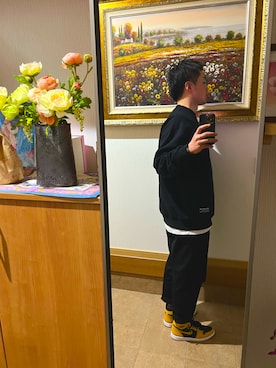 「AIR JORDAN（エアジョーダン）のアイテム（スニーカー、イエロー系）」を使った、taishi830420さん（メンズ）の春コーディネート