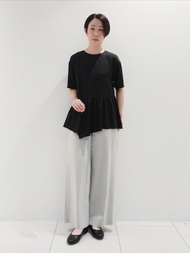「ぺプラムトップス」｜「アイテム（その他）」を使った、ささきんさん（レディース・164cm）の夏コーディネート