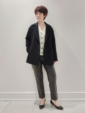 「インディヴィ」｜「アイテム（ステンカラーコート）」を使った、ささきんさん（レディース・164cm）の秋コーディネート