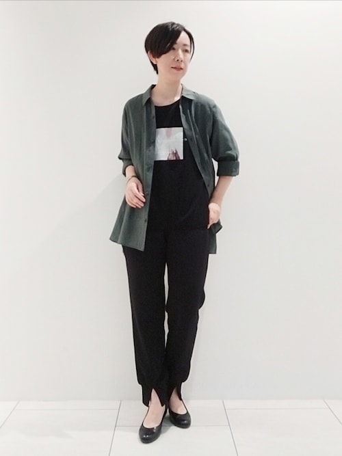 INDIVI、黒ゴムパンツ 15号 インディヴィ INDIVI 【洗える／ウエストゴム】ワイドタック