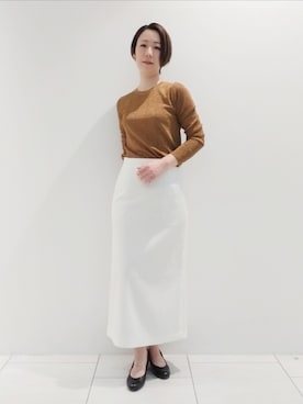 「リブニット」｜「アイテム（その他）」を使った、ささきんさん（レディース・164cm）の春コーディネート