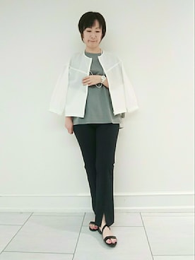 「スリット」｜「アイテム（ブルゾン）」を使った、ささきんさん（レディース・164cm）の夏コーディネート