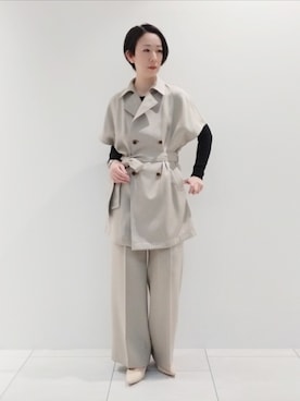 「インディヴィ」｜「アイテム（ベスト）」を使った、ささきんさん（レディース・164cm）の春コーディネート