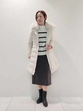 「インディヴィ」｜「アイテム（ダウンジャケット/コート）」を使った、ささきんさん（レディース・164cm）の冬コーディネート