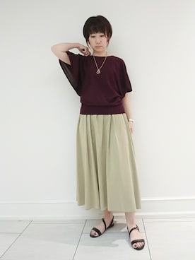 「袖フリル」｜「アイテム（その他）」を使った、ささきんさん（レディース・164cm）の夏コーディネート