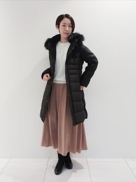 「インディヴィ」｜「アイテム（ダウンジャケット/コート）」を使った、ささきんさん（レディース・164cm）の秋コーディネート