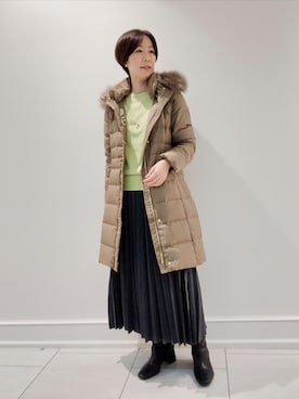 「インディヴィ」｜「アイテム（ダウンジャケット/コート）」を使った、ささきんさん（レディース・164cm）の秋コーディネート