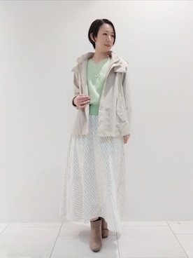 「インディヴィ」｜「アイテム（ブルゾン）」を使った、ささきんさん（レディース・164cm）の春コーディネート