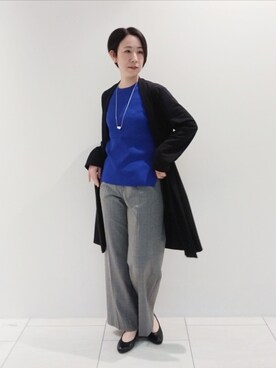 「インディヴィ」｜「アイテム（ノーカラージャケット）」を使った、ささきんさん（レディース・164cm）の秋コーディネート