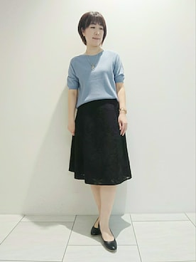 「ひざ丈スカート」｜ささきんさん（レディース・164cm）の春コーディネート