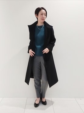 「インディヴィ」｜「アイテム（その他アウター）」を使った、ささきんさん（レディース・164cm）の冬コーディネート