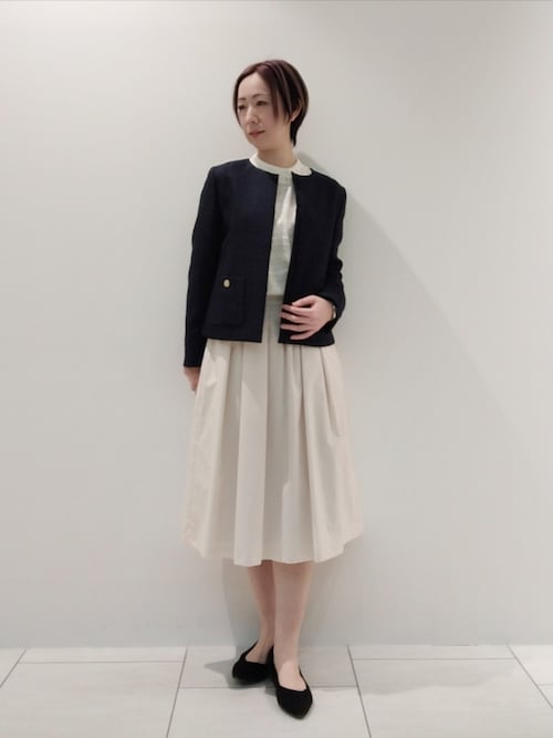 【未使用級】インディヴィ　スラブストライプ　セットアップ　15号　13号 INDIVI（インディヴィ） スーツ 「定番スーツ／洗える」スラブツィード