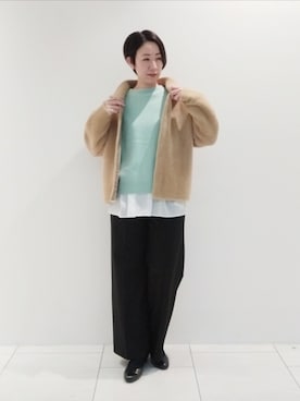 「インディヴィ」｜「アイテム（ブルゾン）」を使った、ささきんさん（レディース・164cm）の秋コーディネート