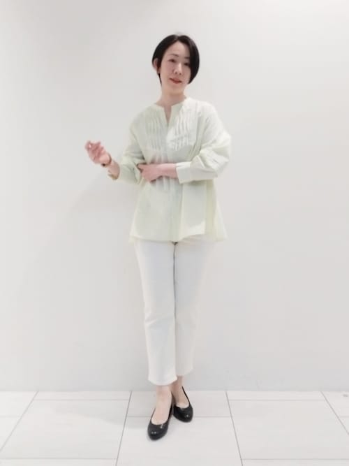 INDIVI / インディヴィ 春SALE！【UVケア／カラーストライプ柄】タックデザインブラウス 春SALE！【UVケア／カラーストライプ柄】タックデザインブラウス