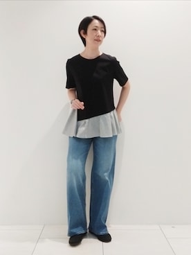 「Tシャツ×デニム」｜「アイテム（その他）」を使った、ささきんさん（レディース・164cm）の夏コーディネート