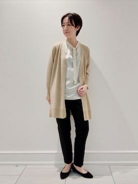「ボウタイブラウス」｜「アイテム（その他）」を使った、ささきんさん（レディース・164cm）の秋コーディネート