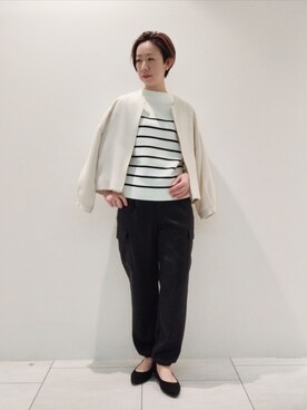 「ジョガーパンツ」｜「アイテム（ブルゾン）」を使った、ささきんさん（レディース・164cm）の冬コーディネート