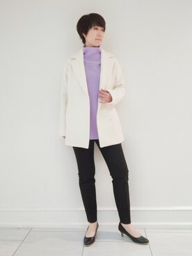 「インディヴィ」｜「アイテム（ステンカラーコート）」を使った、ささきんさん（レディース・164cm）の冬コーディネート
