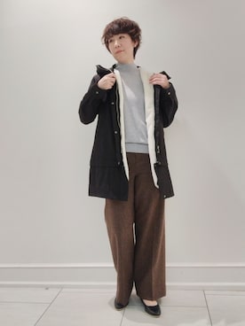ささきんさんの「◆【シンプルで使いやすい！/洗える】ウール混ハイネックニット」を使ったコーディネート