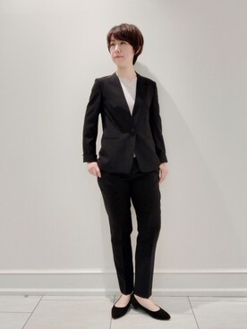「インディヴィ」｜「アイテム（ノーカラージャケット）」を使った、ささきんさん（レディース・164cm）の春コーディネート