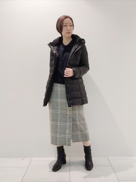 「インディヴィ」｜「アイテム（ダウンジャケット/コート）」を使った、ささきんさん（レディース・164cm）の冬コーディネート