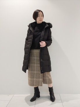 「インディヴィ」｜「アイテム（ダウンジャケット/コート）」を使った、ささきんさん（レディース・164cm）の冬コーディネート