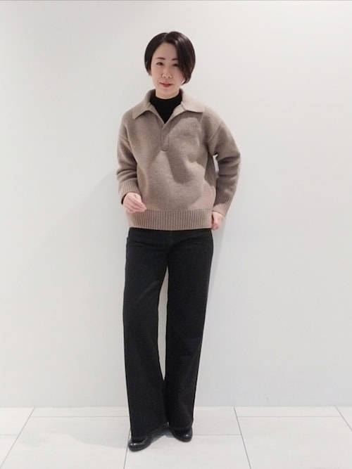 INDIVI ニット セーター 「日本製」衿付きニット レディース