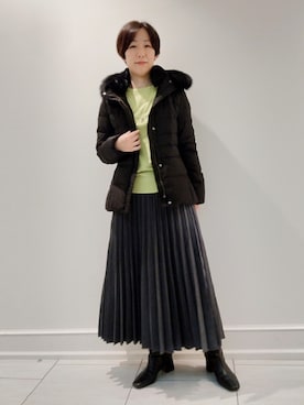 「インディヴィ」｜「アイテム（ダウンジャケット/コート）」を使った、ささきんさん（レディース・164cm）の秋コーディネート